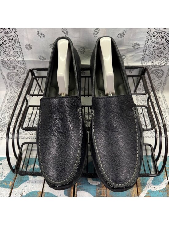 Tommy Bahama Black Pebbled Leather Orion Loafers Slip-On Cushioned Sz 10.5D EUC main image 5